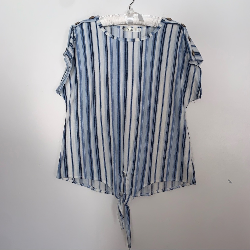 CURE Blue and White Striped Top Large